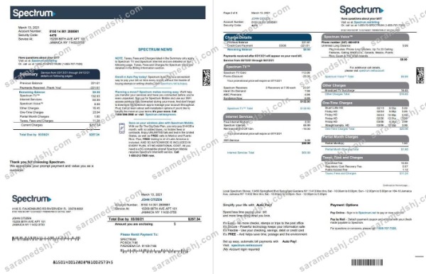 USA Spectrum utility bill template in Word and PDF format (4 pages) 1 2